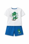 Детски комплект за момче с къс ръкав, бял цвят