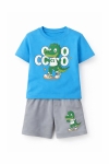 Детски комплект за момче с къс ръкав, син цвят