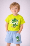 Детски комплект за момче с къс ръкав, зелен цвят