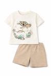Детски комплект за момче с къс ръкав, бежов цвят