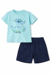 Детски комплект за момче с къс ръкав, зелен цвят