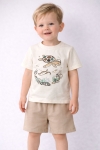 Детски комплект за момче с къс ръкав, бежов цвят