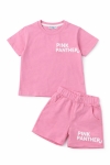 Детски комплект за момиче с къс ръкав, розов цвят