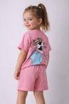 Детски комплект за момиче с къс ръкав, розов цвят