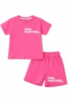 Детски комплект за момиче с къс ръкав, цикламен цвят