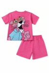 Детски комплект за момиче с къс ръкав, цикламен цвят
