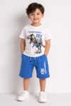 Детски комплект за момче с къс ръкав, син цвят 