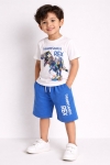Детски комплект за момче с къс ръкав, син цвят 