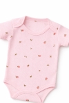 Бебешко боди рипс за момиче къс ръкав, розов цвят