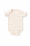 Бебешко боди рипс за момиче с къс ръкав, цвят екрю