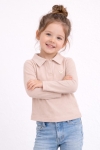 Детска блуза рипс за момиче с дълъг ръкав, бежов цвят 