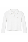 Детска блуза рипс за момиче с дълъг ръкав, цвят екрю