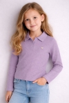 Детска блуза рипс за момиче с дълъг ръкав, лилав цвят 