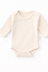 Бебешко боди рипс с къс ръкав, цвят екрю