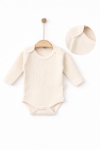 Бебешко боди рипс с къс ръкав, цвят екрю