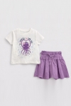 Детски комплект за момиче с къс ръкав, лилав цвят 