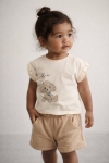 Детски комплект за момиче с къс ръкав, бежов цвят