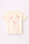 Детска тениска за момиче, цвят екрю