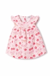 Детска рокля с къс ръкав, розов цвят