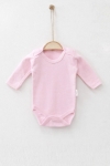 Бебешко боди с дълъг ръкав, розов цвят 