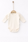 Бебешко боди с дълъг ръкав, цвят екрю 