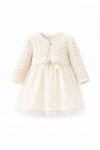 Детска официална рокля с болеро, цвят екрю