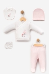 Бебешки комплект за изписване 5 части, розов цвят  