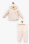 Бебешки комплект за момиче с дълъг ръкав, цвят екрю 