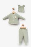 Бебешки комплект за момче с дълъг ръкав 3 части, зелен цвят 
