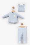 Бебешки комплект за момче с дълъг ръкав 3 части, син цвят 