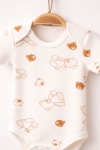 Бебешко боди с къс ръкав, цвят екрю