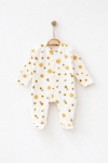 Бебешки гащеризон момиче с дълъг ръкав, цвят екрю