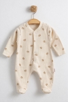 Бебешки гащеризон с дълъг ръкав, бежов цвят