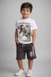 Детски комплект за момче с къс ръкав, кафяв цвят 