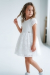Детска рокля с къс ръкав, бял цвят