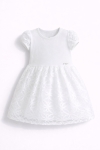 Детска рокля с къс ръкав, бял цвят