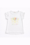 Детска тениска за момиче, цвят екрю