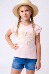 Детска тениска за момиче, светло розов цвят