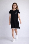 Детска рокля с къс ръкав, черен цвят
