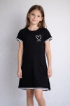Детска рокля с къс ръкав, черен цвят