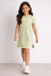 Детска рокля с къс ръкав, зелен цвят