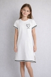 Детска рокля с къс ръкав, бял цвят