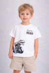 Детска тениска за момче, бял цвят