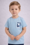 Детска тениска за момче, син цвят