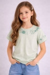 Детска тениска за момиче, зелен цвят