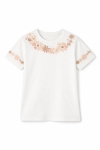 Детска тениска за момиче, цвят екрю