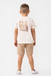 Детски комплект за момче с къс ръкав, бежов цвят 