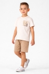Детски комплект за момче с къс ръкав, бежов цвят 