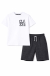 Детски комплект за момче с къс ръкав, бял цвят