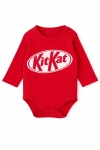 Бебешко боди дълъг ръкав Kit-Kat, червен цвят  
